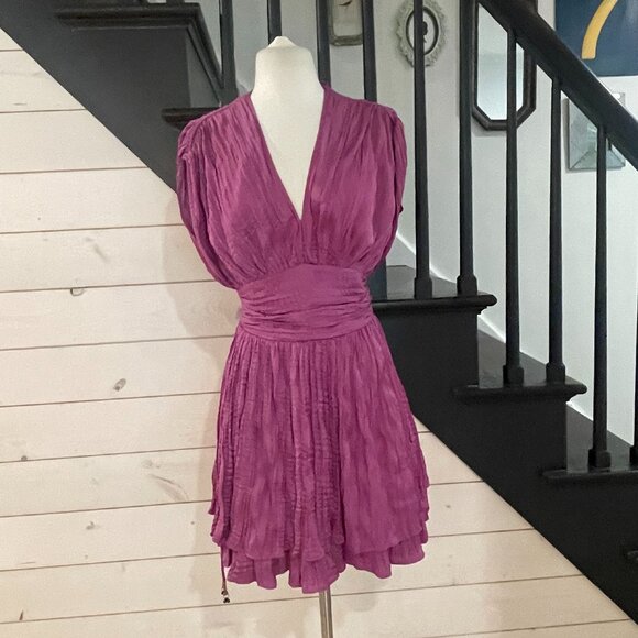 037 Free People | Bonny Drapey Pleated Mini Dress Summer Bloom NWT Size XS - Picture 4 of 12